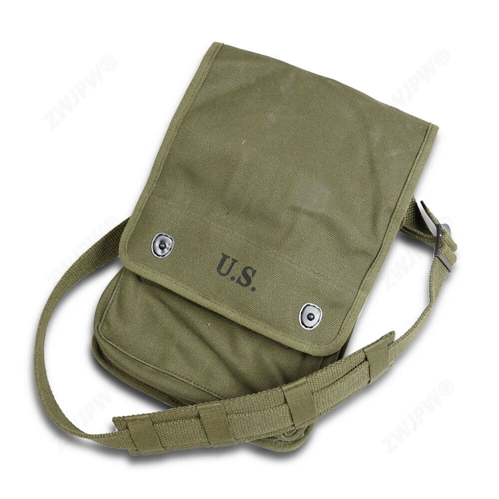 2 차 세계 대전 WW2 미국 육군 Usmc 군인 군사 필드 맵 가방 팩 녹색 및 어깨 끈 군인 군사 전쟁 재연